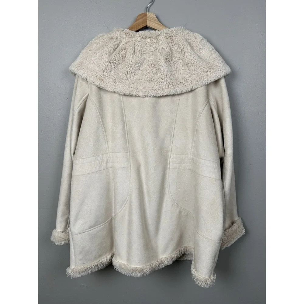 Jones New York Penny Lane Coat Soft‎ Cozy Faux-Suede Shearling Cottagecore XXL
